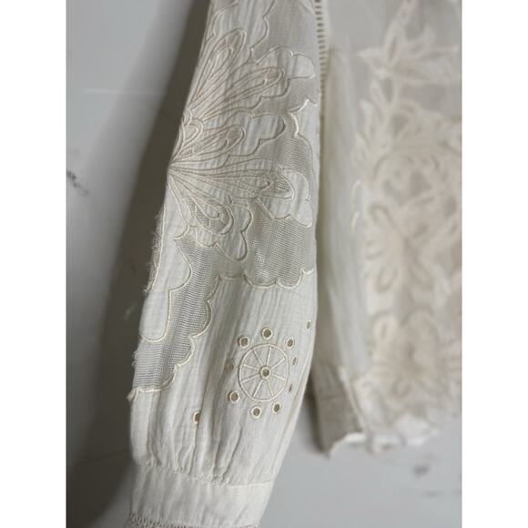 Sundance Reach For Beauty Top Sheer Cami XS Marshmallow Ivory Lace Crochet Boho - Picture 3 of 15